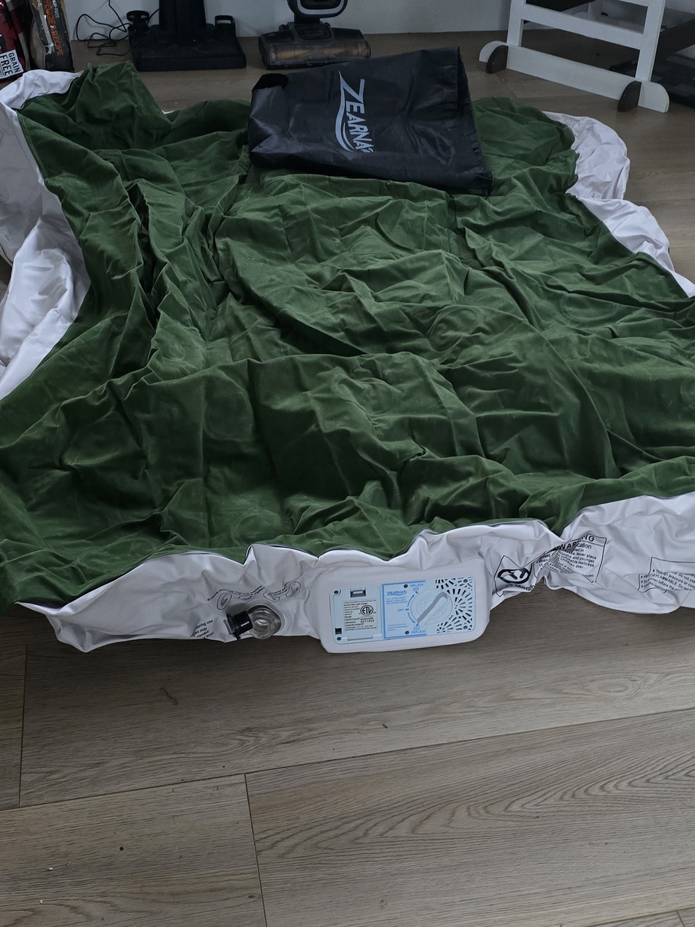 Green Velvet Inflatable Air Mattress Topper